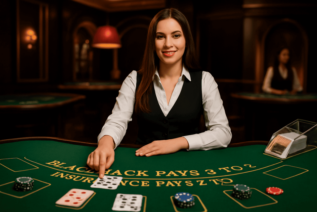 بلاك جاك مع موزع مباشر